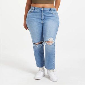 GOOD AMERICAN GOOD ICON CROPPED JEANS SIZE 14 INDIGO